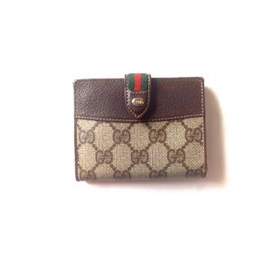 GUCCI Wallet GG Logo Canvas Leather Beige from Japan